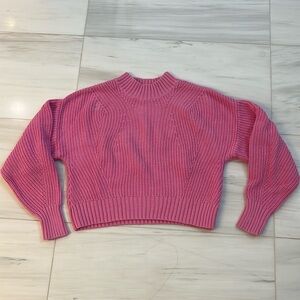 525 America Pink Mock Neck Knit Sweater